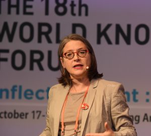 Michele Wucker talking at the World Knowledge Forum