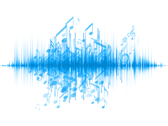 Interplay of sound wave and notes on the subject of music, audio and sound technology