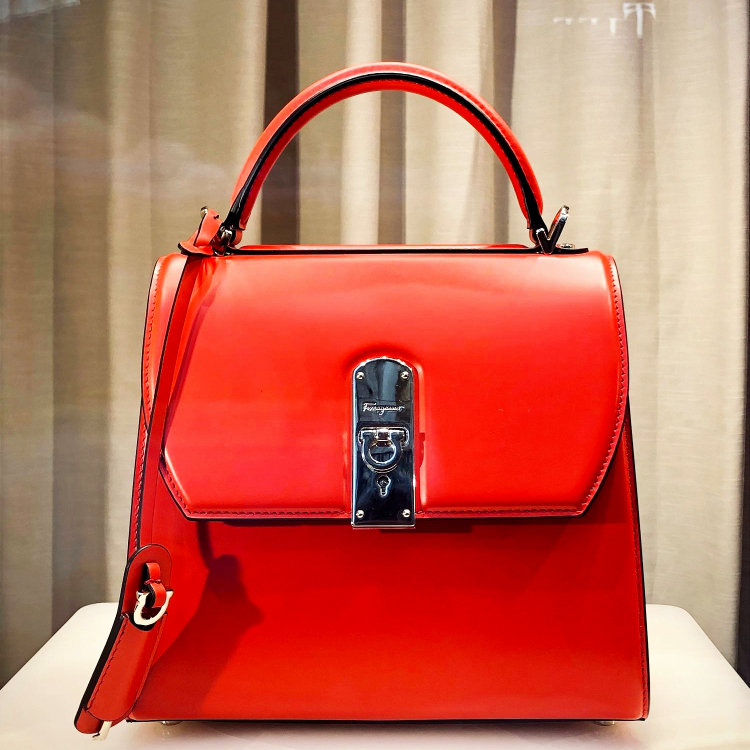 red Ferragamo handbag