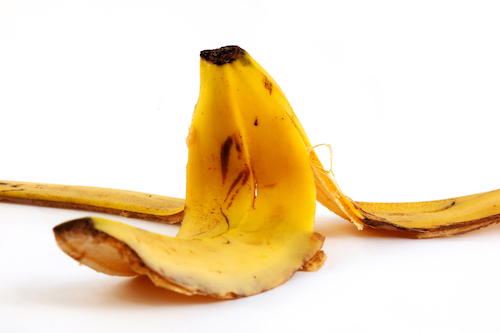 banana peel on white background