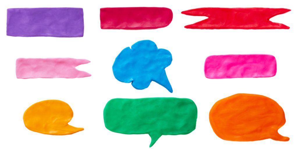 colorful speech bubble shapes made of plasticine