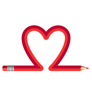 red pencil shaped into a heart to represent loving editing