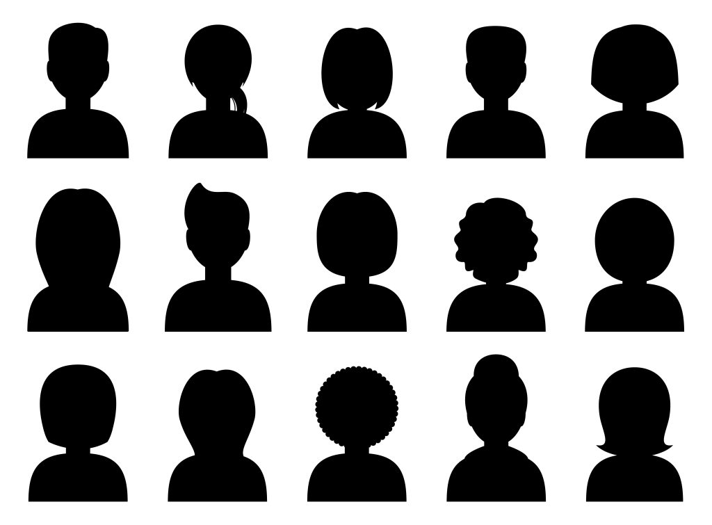 Silhouettes of avatars of people