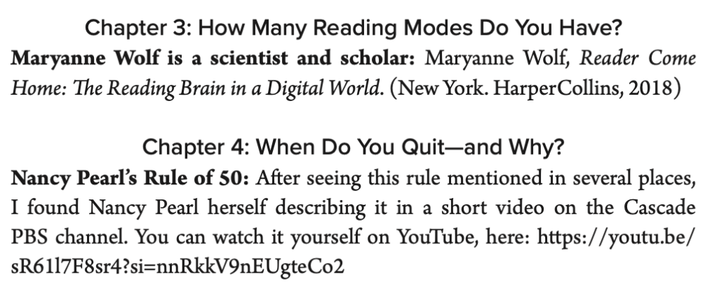 end note excerpt from The Curious Reader's Field Guide to Nonfiction
