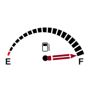 fuel gauge with red pencil pointing to full